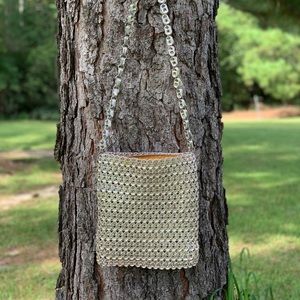 Silver chain purse pop top tab purse shoulder bag metal link Pop Culture